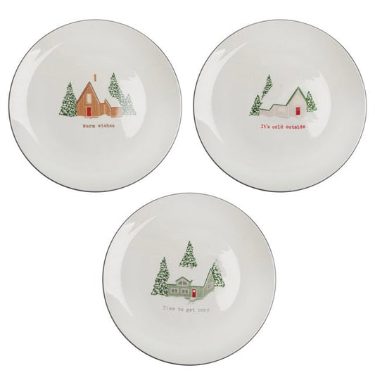 Pack 3 platos lunch mountain cabin blancos / d.19,5x2cm