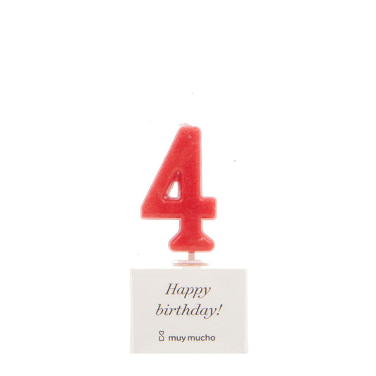 Vela cumpleaños "3" 4x1,1 cm / Rojo